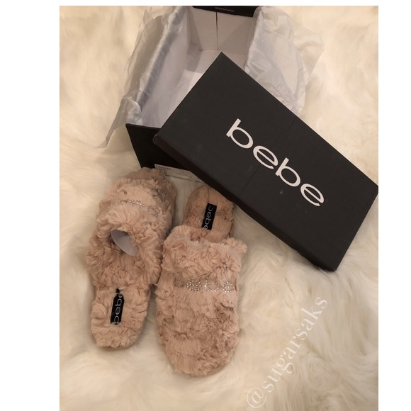 LAST ONE💗BEBE Pink Bling Faux Fur Slippers - Picture 3 of 3
